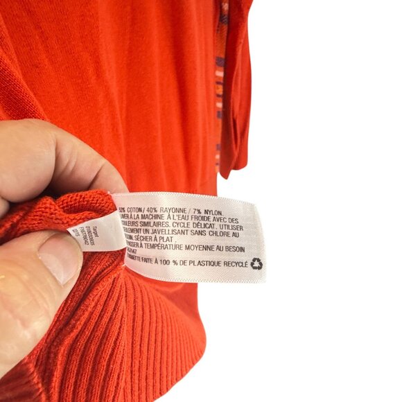 Merona Plaid Front Pullover Sweater Womens XXL Red Orange Long Sleeve Knit Top - Picture 4 of 6